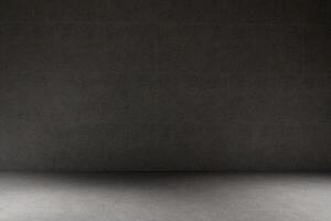 Dark textured empty studio room background. dark concrete wall and floor background, three dimensional room for mock up or product display. photo
