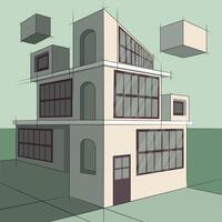 Architecture blueprint building concept abstract perspective vector