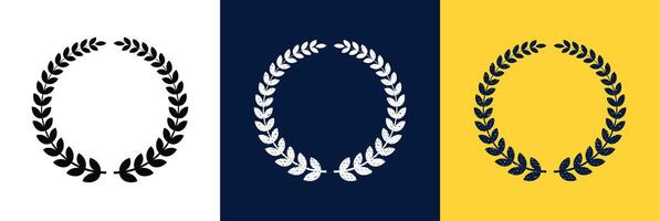 Laurel wreath frame design in three color variations vector