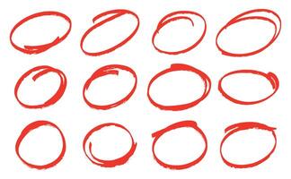 Collection of Red Circular Watercolor Strokes. Artistic Elements for Your Design vector