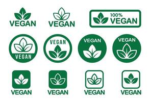 Set of Minimal Vegan Icons and Labels for Organic and Plant-Based Products vector