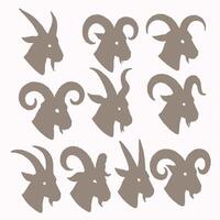 Bold Silhouette Set of a Ram with Horns vector