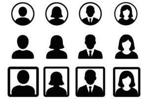 Silhouette Set of Male and Female Avatar Icons for Profiles and User Interfaces vector