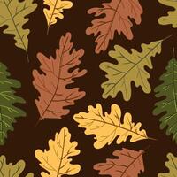 oak leaves and acorns colorful autumn seamless pattern. Forest fall botanical texture tor textile vector