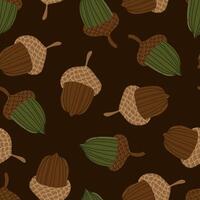 acorns colorful autumn seamless pattern Forest fall botanical texture for textile, wrapping, print vector