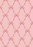 Coquette ribbon bow seamless pattern, fabric, wallpaper, wrapping paper. Classic print design vector