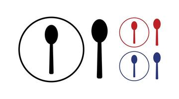 A set of spoon icons, each of which is isolated. They are used to create menus, infographics, web pages, and design. Stock illustration vector