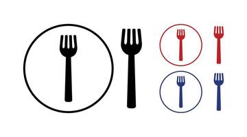 A set of fork icons, each icon is isolated. They are used for menus, infographics, web pages, and design. Stock illustration vector