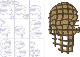 3d Skull Puzzle cnc laser cutting 3 mm vector