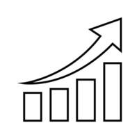 Growing bar graph with upward arrow showing business growth and success vector