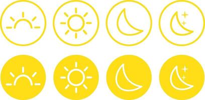 Sun and moon day icon icon set. Dark and light mode symbol. dark and light mode icons, Sun and Moon icons for dark light mood, vector