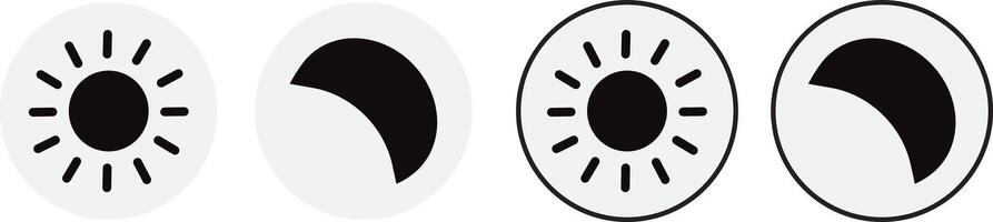 Simple icon of Day and night. Dark mode switch. dark and light mode icons, Screen modes icons set, user interface, and website. Circle with arrow sun and moon vactor, vector