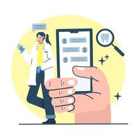 online dentist consultation via smartphone application. Illustration of digital technology in the medical field vector