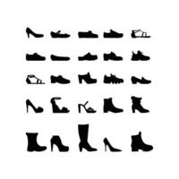 Shoe Silhouettes in Different Shapes Including Heels and Boots vector