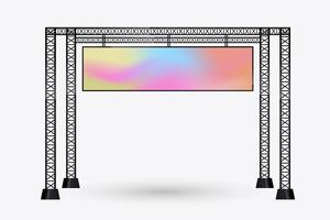A huge hanging LED Mockup crossing the street for long, and realistic LED screen light box. the Illuminated technology long screen cross the road for advertising lempty space for design vector