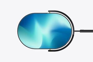 A Technology sleek LED screen TV with minimalist legs and a clean, A Technology LED screen futuristic user interface for promotional visuals. vector