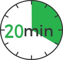 20 mins green timer circular shape sign vector