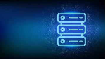 Server icon. Computer server and data storage background. Server hosting. Database storage. Data center. Circuit board pattern. PCB printed circuit texture. illustration. vector
