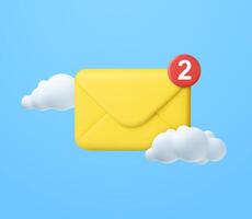 3d closed mail envelope with cloud icon vector