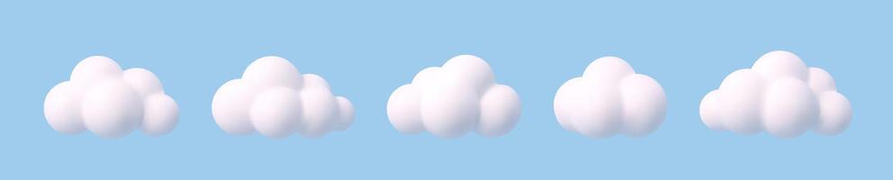 3d set realistic simple clouds vector