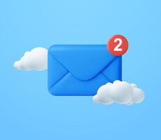 3d closed mail envelope with cloud icon. vector