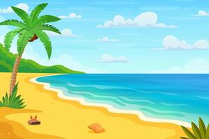 Summertime on the beach. Palms and plants around vector