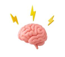 3D Brain with Lightning Bolts Concept of Thinking and Creativity vector
