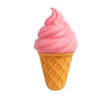 3D Strawberry Ice Cream Cone vector
