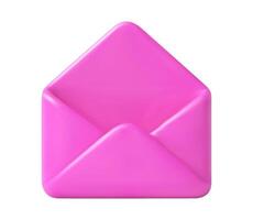 3d open pink mail envelope icon. vector