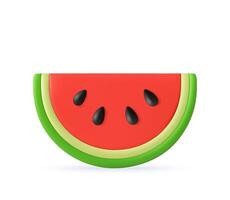 3d Slice of red watermelon with seeds. vector