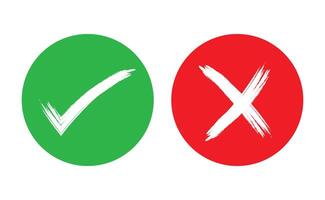 correct and wrong icons with check and cross symbols vector