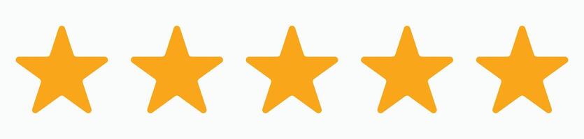 Five Star Rating Icons in Orange Flat Style for Websites and Apps vector