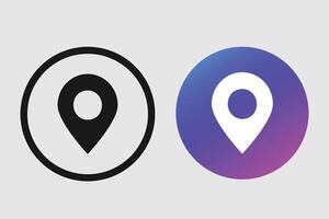 Location icon set design with gradient and black location symbols vector