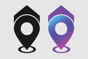 Location icon and home icon combination logo design or black pointed location sign on a white background vector
