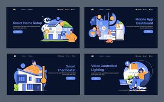 Smart Home Automation Setup and Mobile App Interface vector