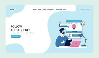 Digital Forum Concept with Man Illustrating on Tablet vector