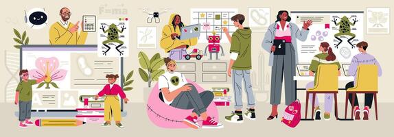 Exploring Creative Collaboration through Illustration in the Modern Workspace Environment vector