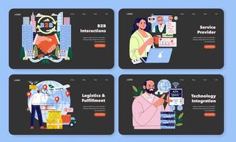Illustrations of B2B Interactions and Services vector