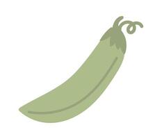 Minimalist illustration of a single green pea pod with tendril, isolated on a white background, representing healthy eating, fresh produce, and the simplicity of nature vector