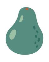 Minimalist illustration of a ripe avocado with green skin, subtle darker markings, and a small brown stem, isolated on a white background for healthy food concepts vector