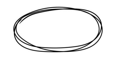 Hand drawn oval shape made with multiple slightly overlapping black lines on a white background, creating a frame like effect, ideal for highlighting text or images vector