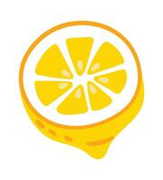 Cartoon style illustration featuring a lemon slice dripping with juice, showcasing the vibrant essence of freshness and the tangy, citrusy flavor that delights the senses vector
