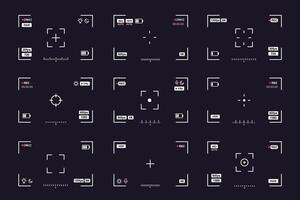 Camera viewfinder screen. Photo and interface. Mobile camera digital display, UI UX elements shutter button, smartphone flash setting, timer option, zoom level. set vector