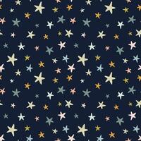 Cute seamless pattern with colorful stars on a blue background vector