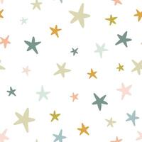 Cute seamless pattern with colorful stars on a white background. Perfect for children's design vector