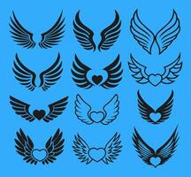 Collection of Stylized Wings for Fantasy and Design Projects vector