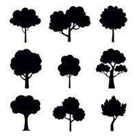 Collection of Tree Silhouettes in Various Shapes and Styles vector