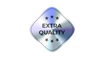 Extra quality badge with premium chrome metallic effect and stars. Perfect for ecommerce, product labels, branding visuals, marketing promotions, and trusted guarantees. illustration. vector