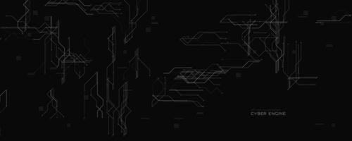 Cyber Engine Background With Dark Circuit Grid. Black tech layout with fine digital lines. Ideal for cyber themes, security, and futuristic UI. Elegant modern structure BG. illustration. vector