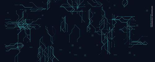 Technology Circuit Background With Abstract Digital Lines for cyber, innovation, and IT themes. Clean dark layout with geometric tech elements. Minimalist futuristic style. illustration vector